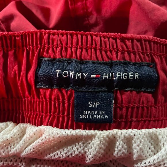Tommy Hilfiger Liner Swim Trunks Short Red Preppy Drawstring Men's Size Small - Picture 6 of 8
